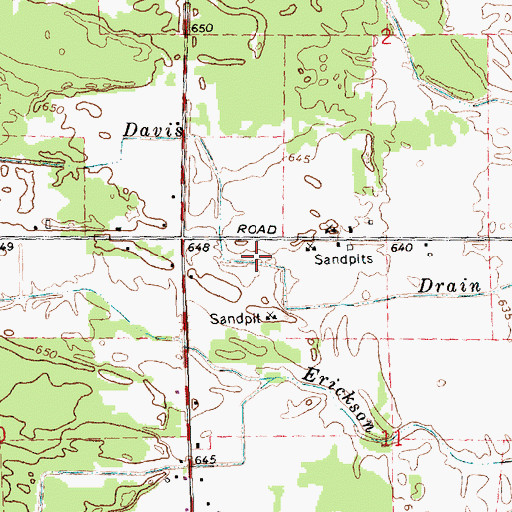 Topographic Map of Lee Davis Drain, MI
