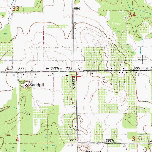 Topographic Map of Lee School, MI