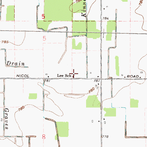 Topographic Map of Lee School, MI