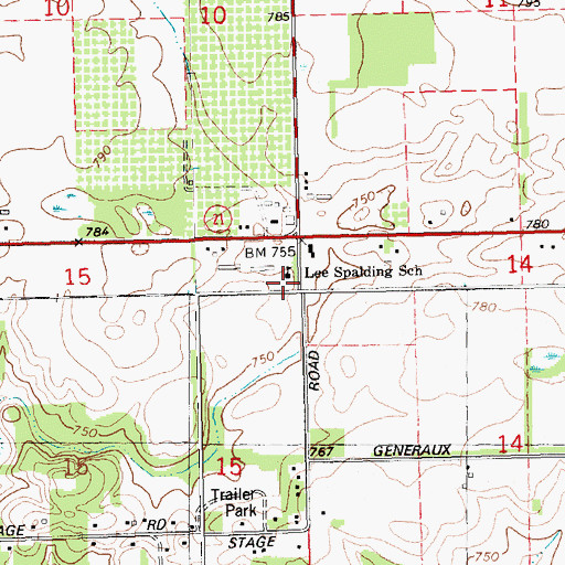 Topographic Map of Lee Spalding School, MI