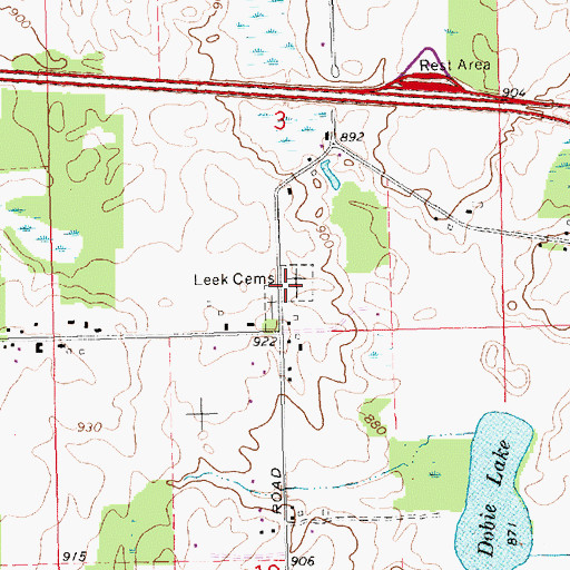 Topographic Map of Leek Cemetery, MI