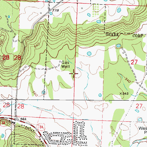 Topographic Map of Ozark High School, AR