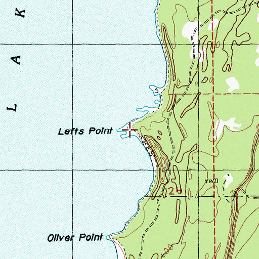 Topographic Map of Lefts Point, MI