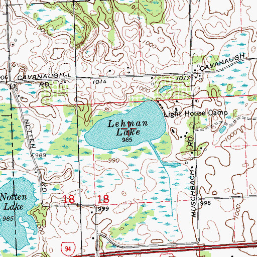 Topographic Map of Lehman Lake, MI