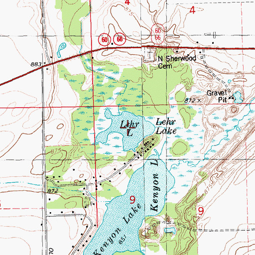 Topographic Map of Lehr Lake, MI