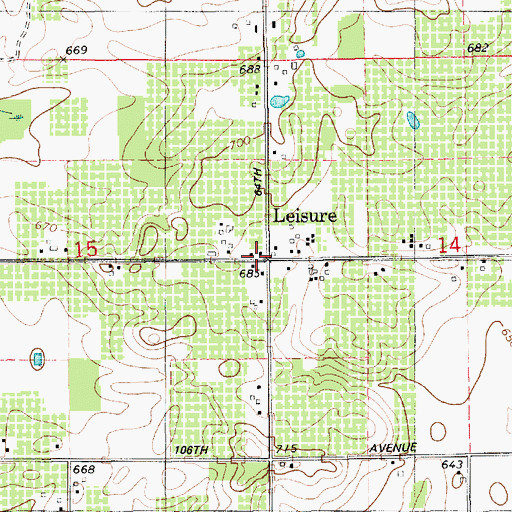Topographic Map of Leisure, MI