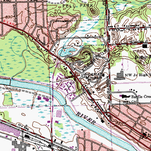 Topographic Map of Leila Arboretum, MI