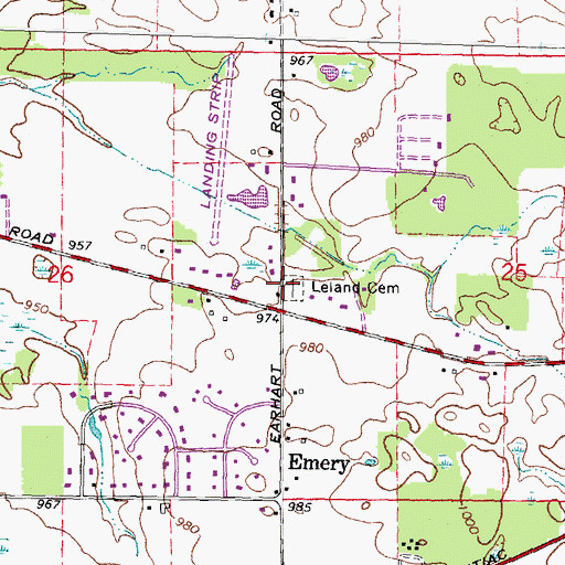 Topographic Map of Leland Cemetery, MI