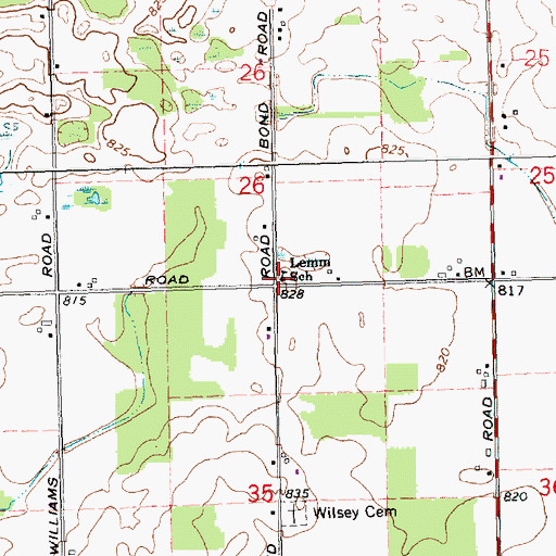 Topographic Map of Lemm School, MI