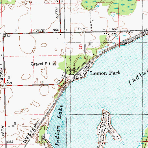 Topographic Map of Lemon Park, MI