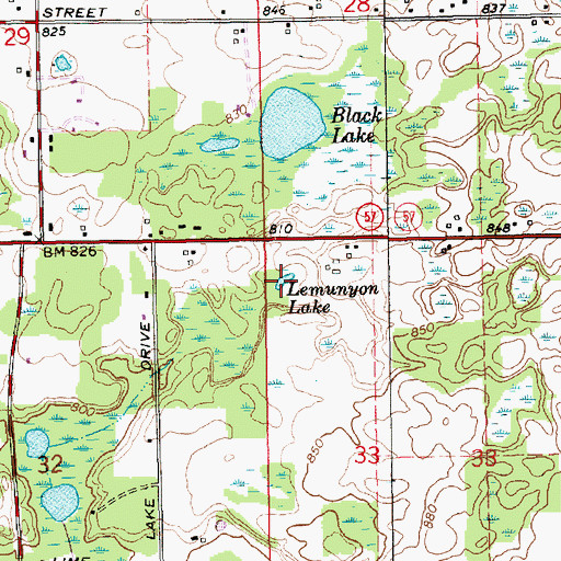 Topographic Map of Lemunyon Lake, MI
