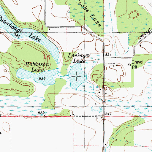 Topographic Map of Leninger Lake, MI