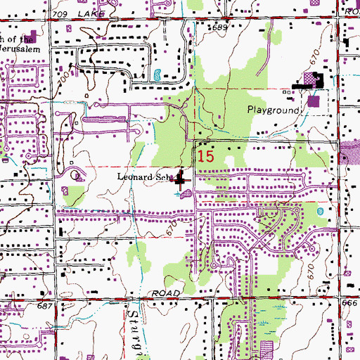 Topographic Map of Leonard School, MI