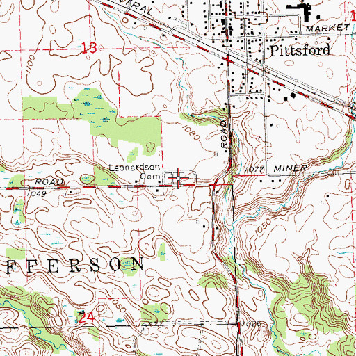 Topographic Map of Leonardson Cemetery, MI