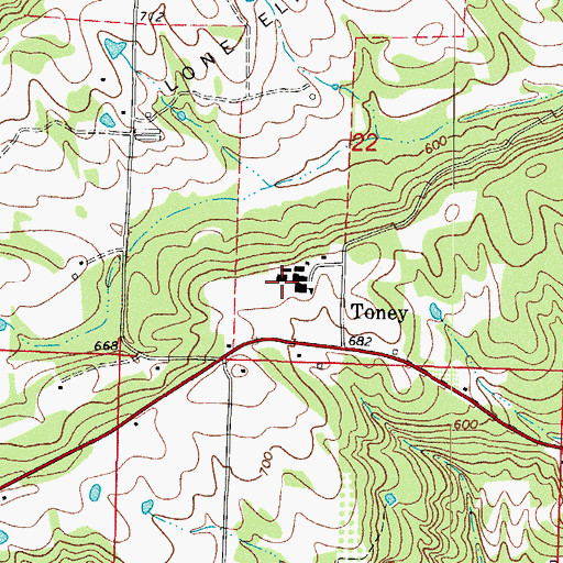 Topographic Map of Pleasant View Elementary School, AR