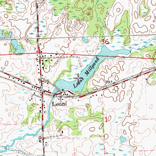 Topographic Map of Leoni Millpond, MI