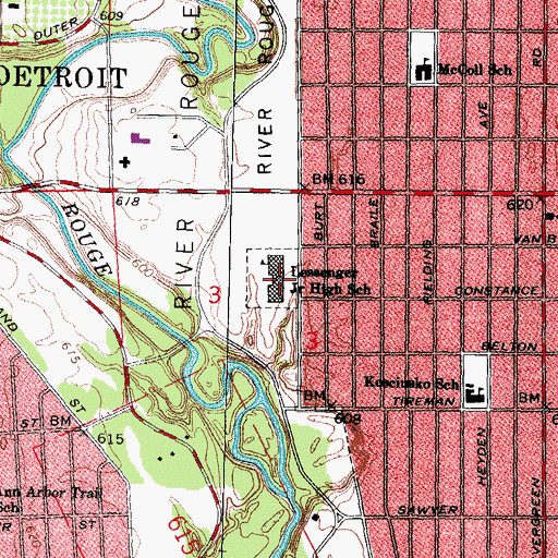 Topographic Map of Lessenger Junior High School, MI