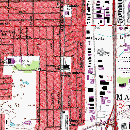 Topographic Map of Lessenger School, MI