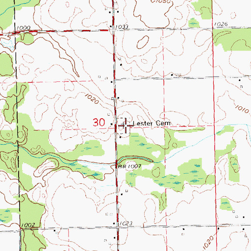 Topographic Map of Lester Cemetery, MI
