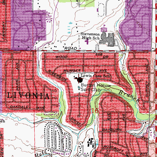 Topographic Map of Lewis Cass School, MI