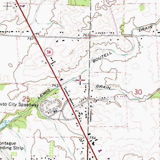 Topographic Map of Lewis Drain, MI