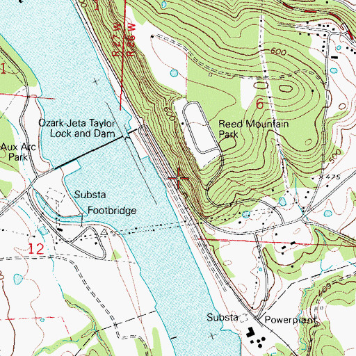 Topographic Map of Reed Mountain Park, AR