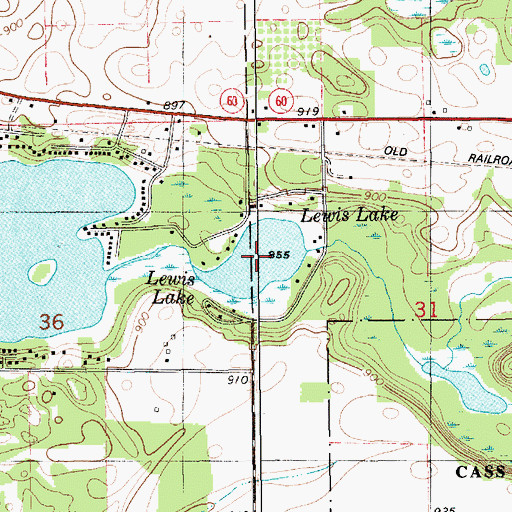 Topographic Map of Lewis Lake, MI