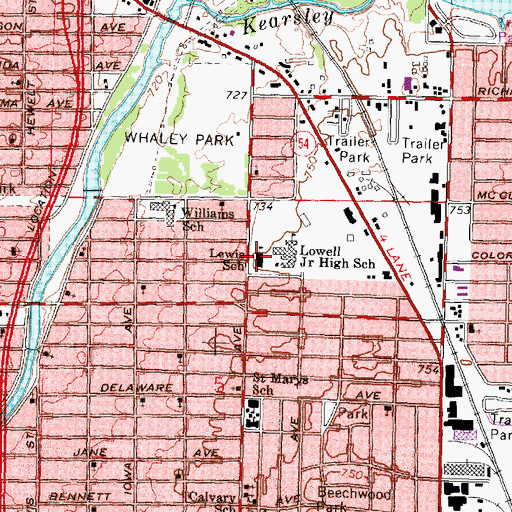 Topographic Map of Lewis School, MI