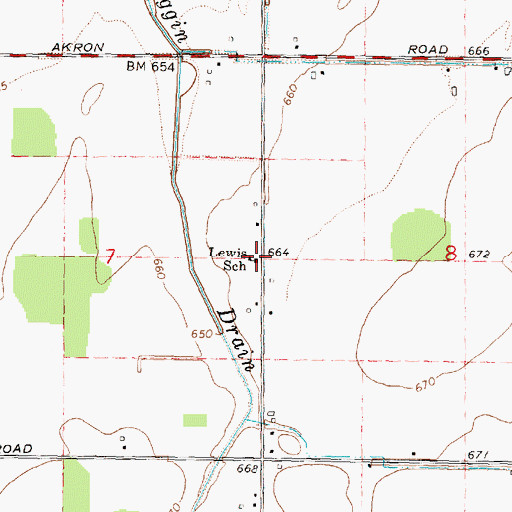 Topographic Map of Lewis School, MI