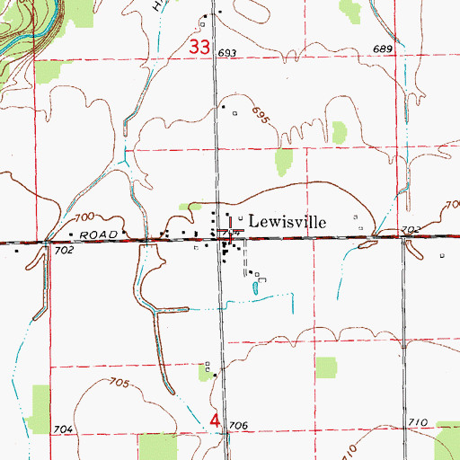 Topographic Map of Lewisville, MI