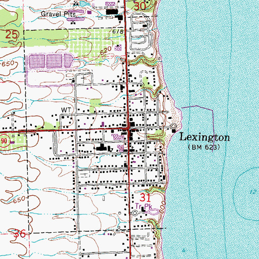 Topographic Map of Lexington, MI