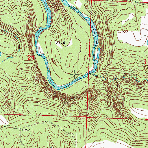 Topographic Map of Salt Spring Bend, AR