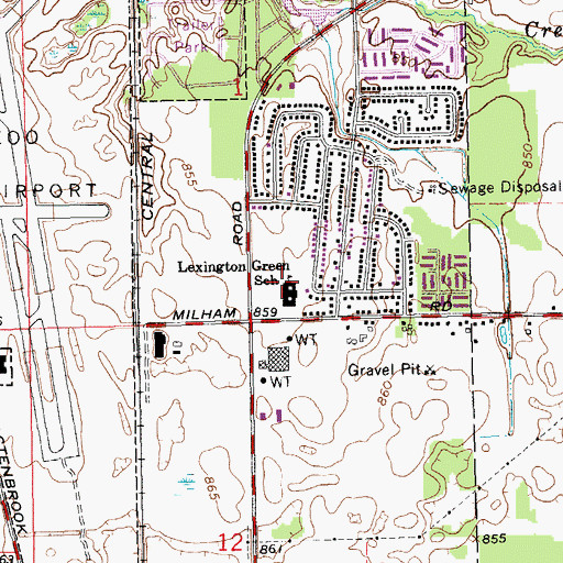 Topographic Map of Lexington Green School, MI