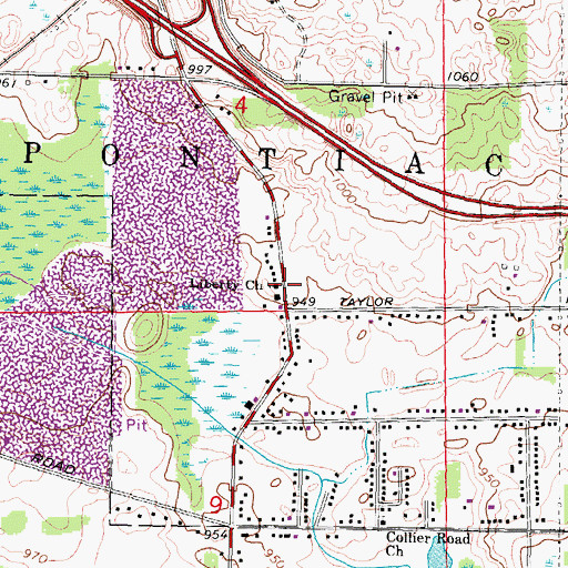 Topographic Map of Liberty Church, MI