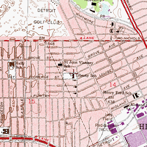 Topographic Map of Liberty School, MI