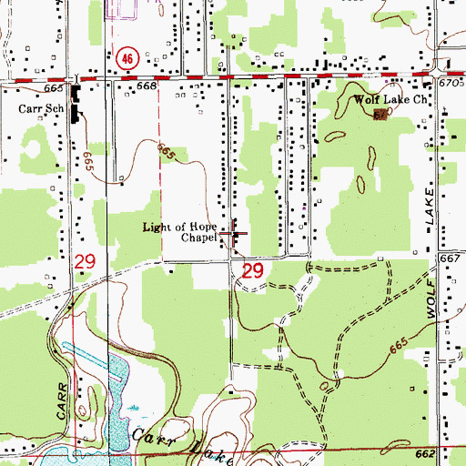 Topographic Map of Light of Hope Chapel, MI