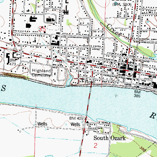 Topographic Map of Mercy Hospital Turner Memorial, AR