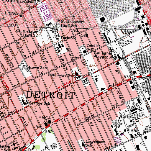 Topographic Map of Lillibridge School, MI