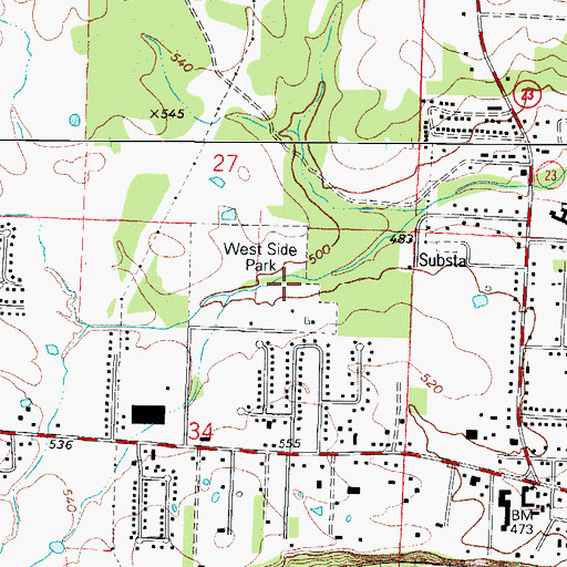 Topographic Map of West City Park, AR