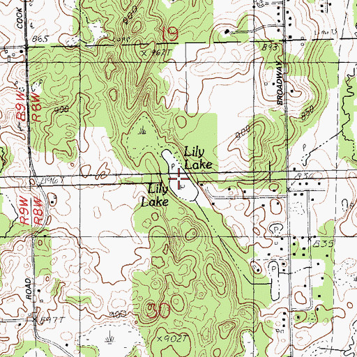 Topographic Map of Lily Lake, MI