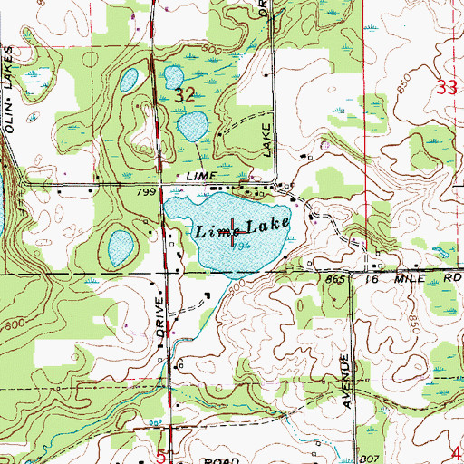 Topographic Map of Lim Lake, MI