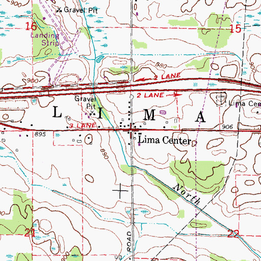 Topographic Map of Lima Center, MI