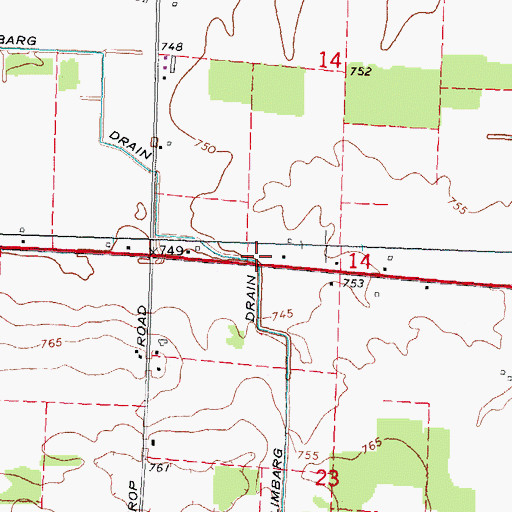 Topographic Map of Limbarg Drain, MI