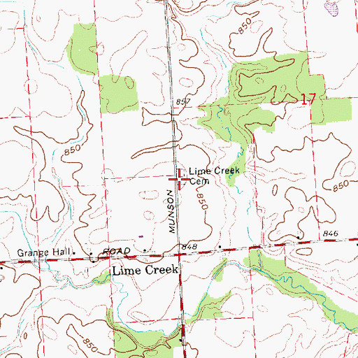 Topographic Map of Lime Creek Cemetery, MI
