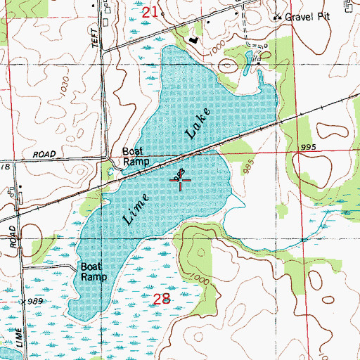 Topographic Map of Lime Lake, MI