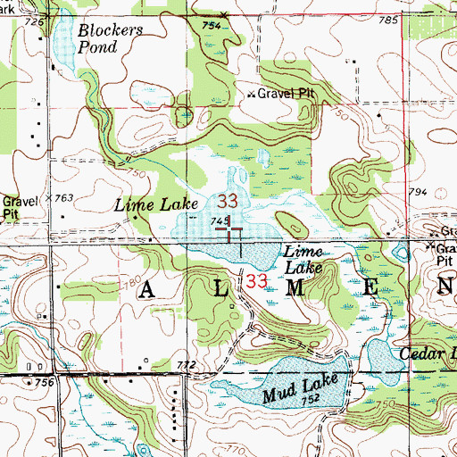 Topographic Map of Lime Lake, MI