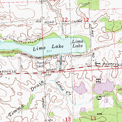 Topographic Map of Lime Lake, MI