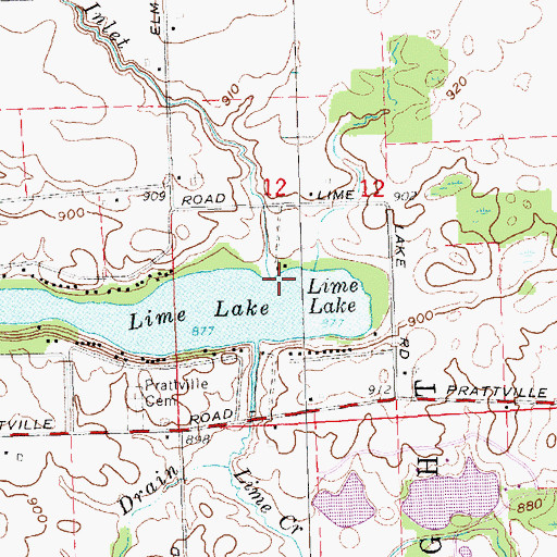 Topographic Map of Lime Lake Inlet, MI