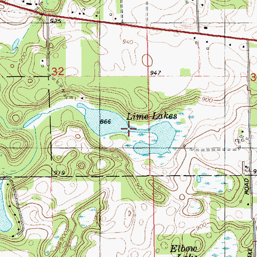 Topographic Map of Lime Lakes, MI