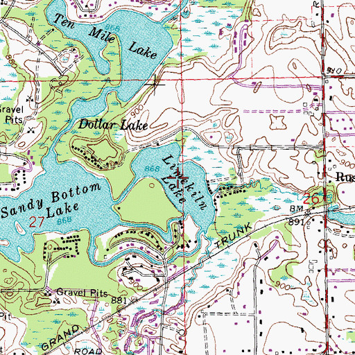 Topographic Map of Limekiln Lake, MI